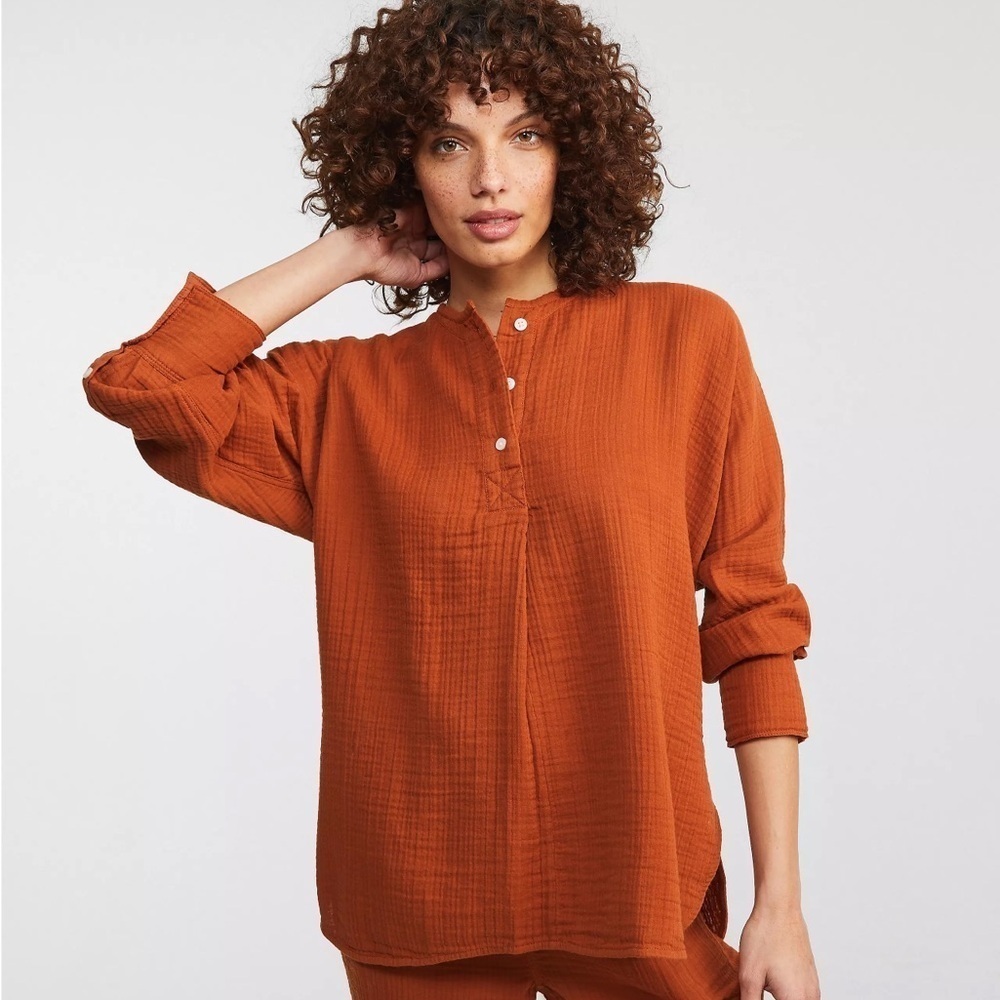 NWT L&G Triple Cloth Henley Tunic Shirt